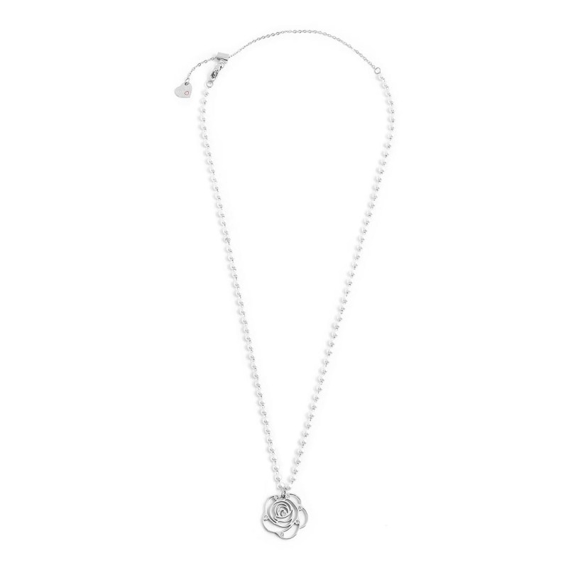 Collana con pendente rosa con cristalli