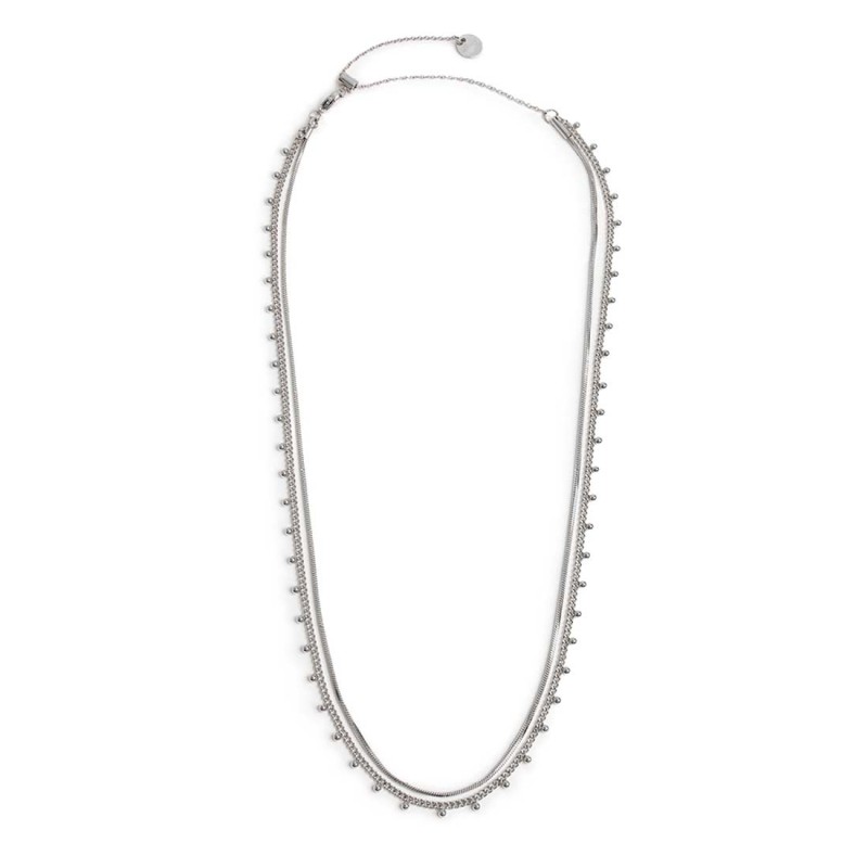 Collana doppia catena snake e grumetta con sfere