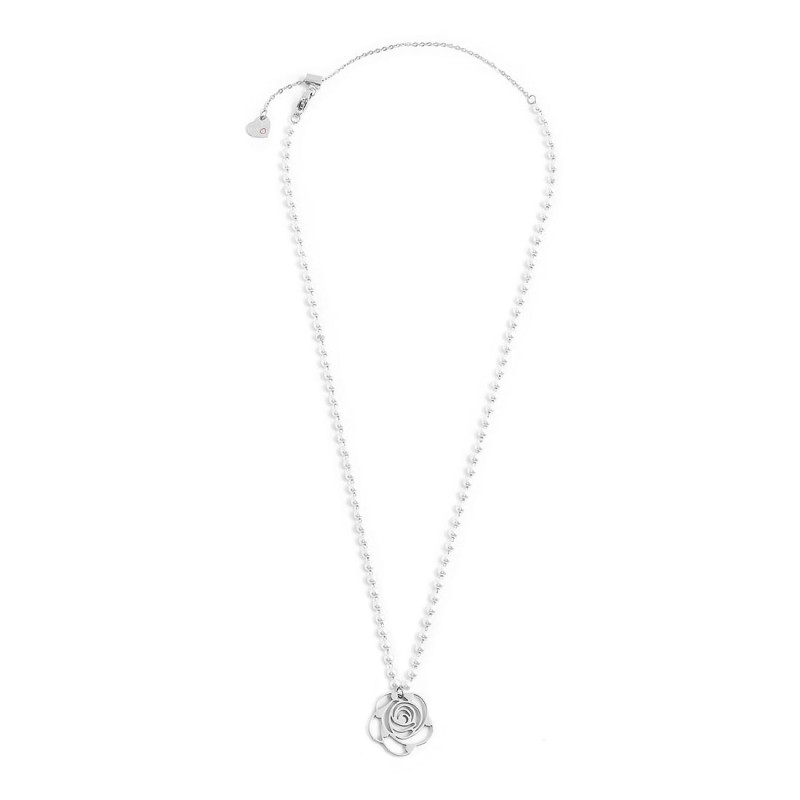 Collana con pendente rosa con cristalli