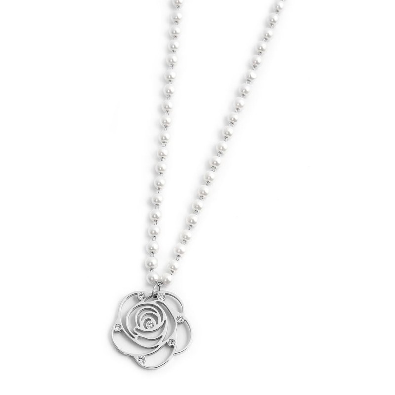 Collana con pendente rosa con cristalli