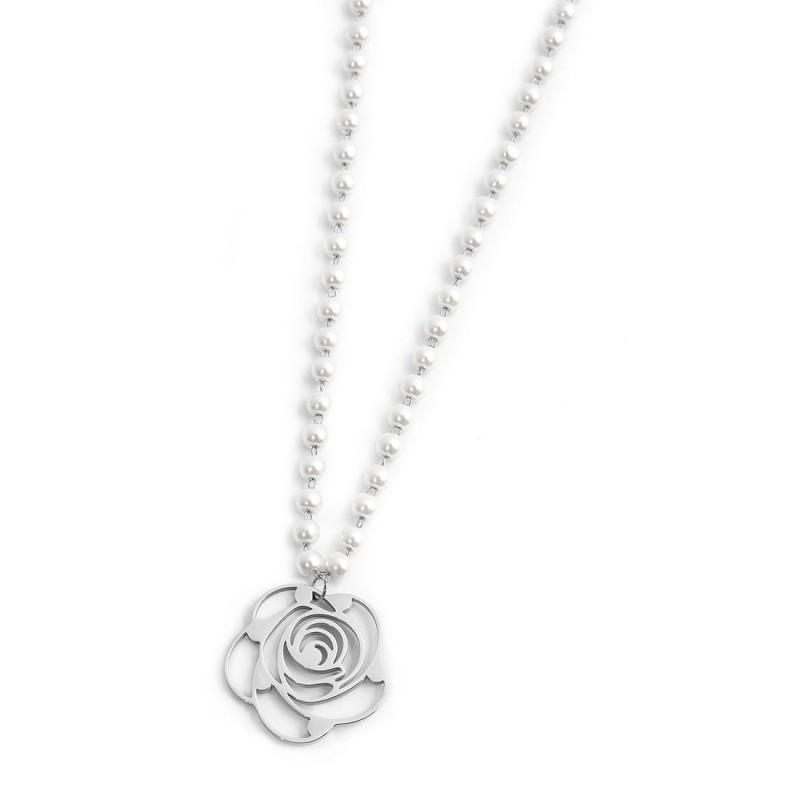 Collana con pendente rosa con cristalli