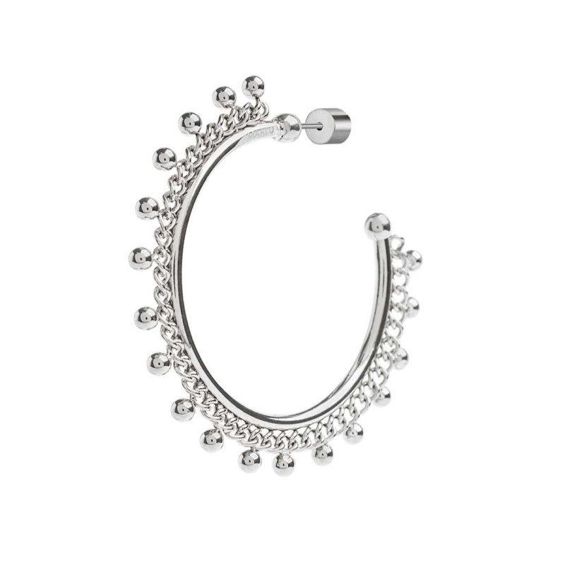 Orecchino a cerchio con catena grumetta e sfere