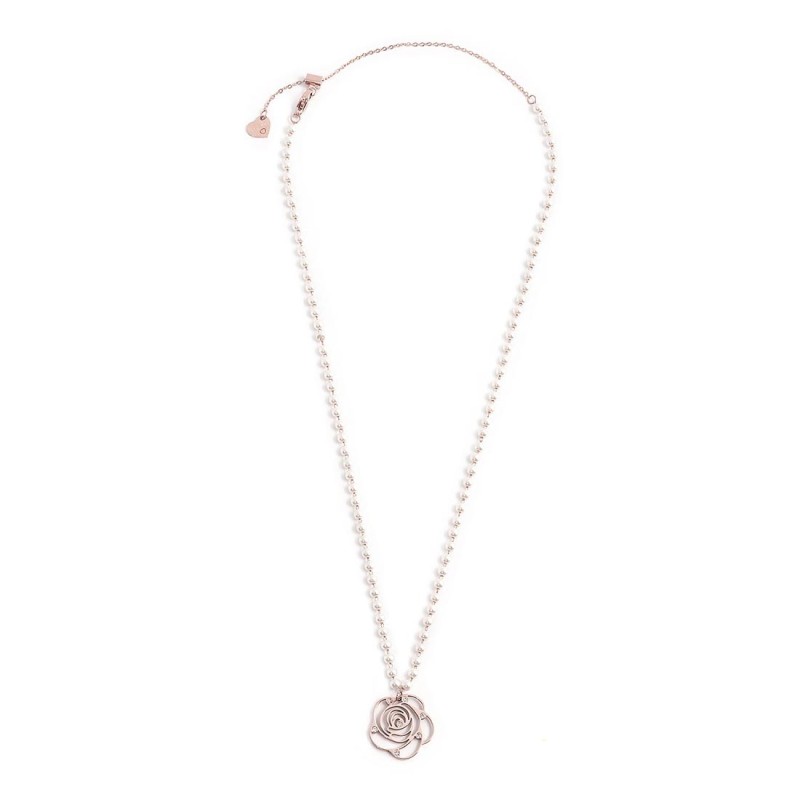 Collana con pendente rosa con cristalli