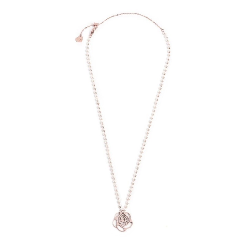 Collana con pendente rosa con cristalli