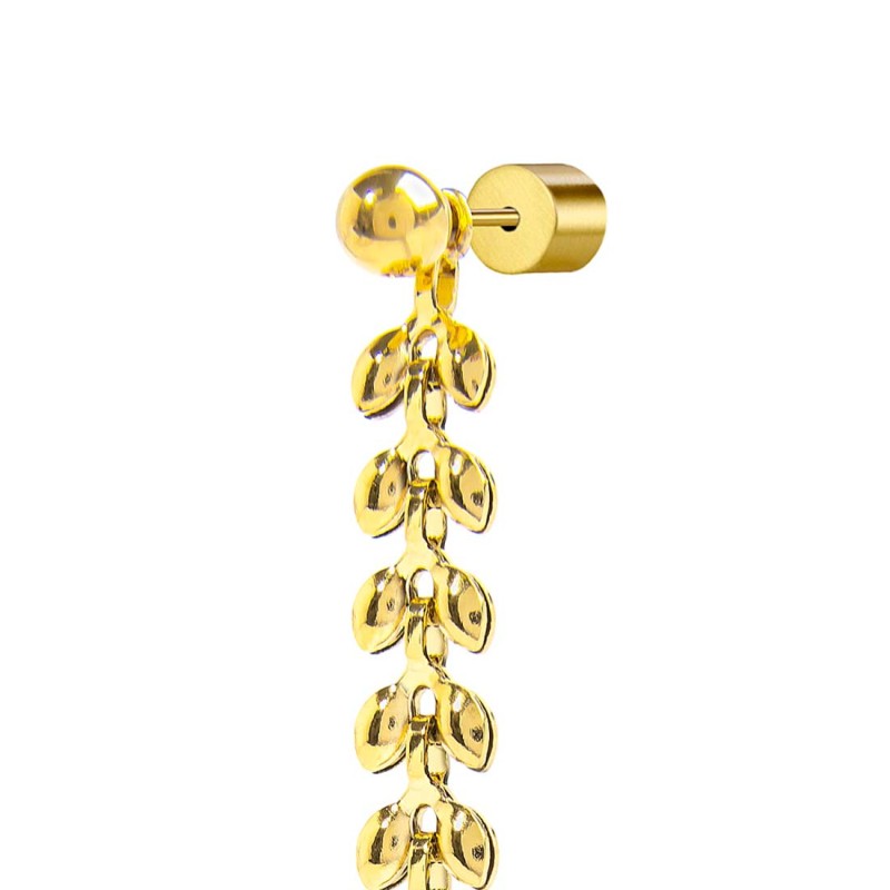 Orecchino pendente con catena a foglia chevron