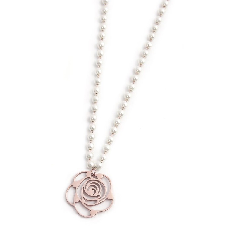 Collana con pendente rosa con cristalli