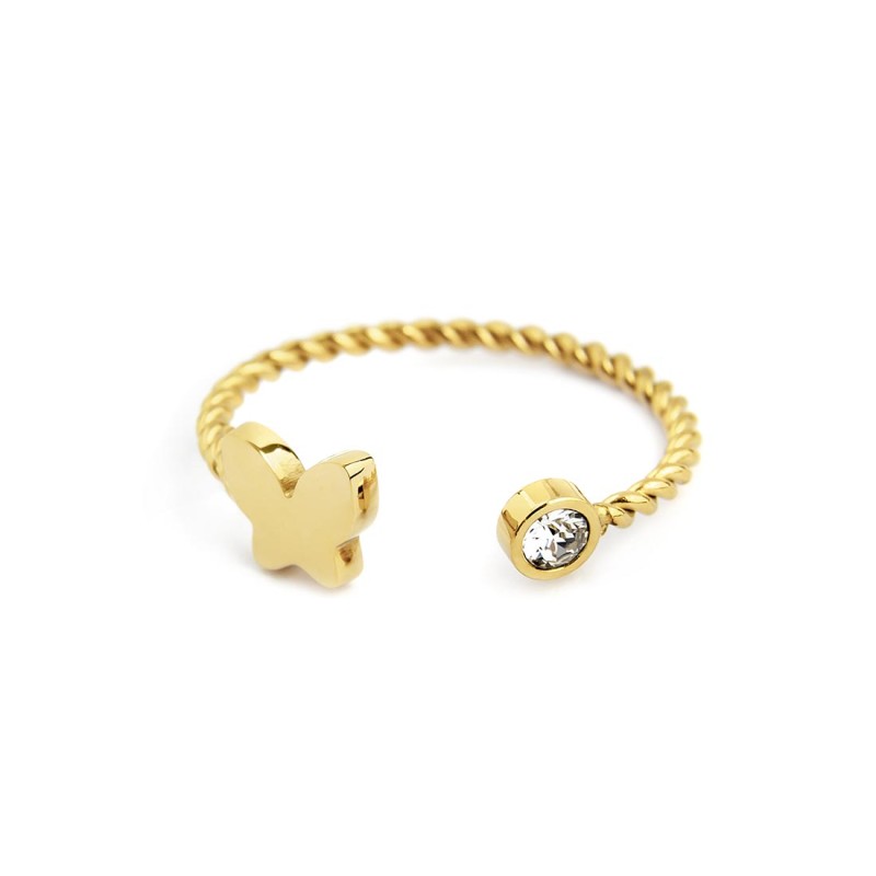 ANELLO DA FALANGINA TG 6 CON FARFALLA E CRISTALLO BIANCO