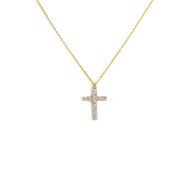 Collana croce pendente 2,6cm con zirconi