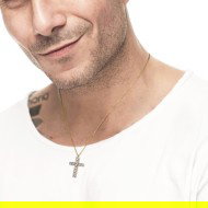 Collana croce pendente 2,6cm con zirconi