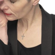 Collana croce pendente 2,6cm con zirconi