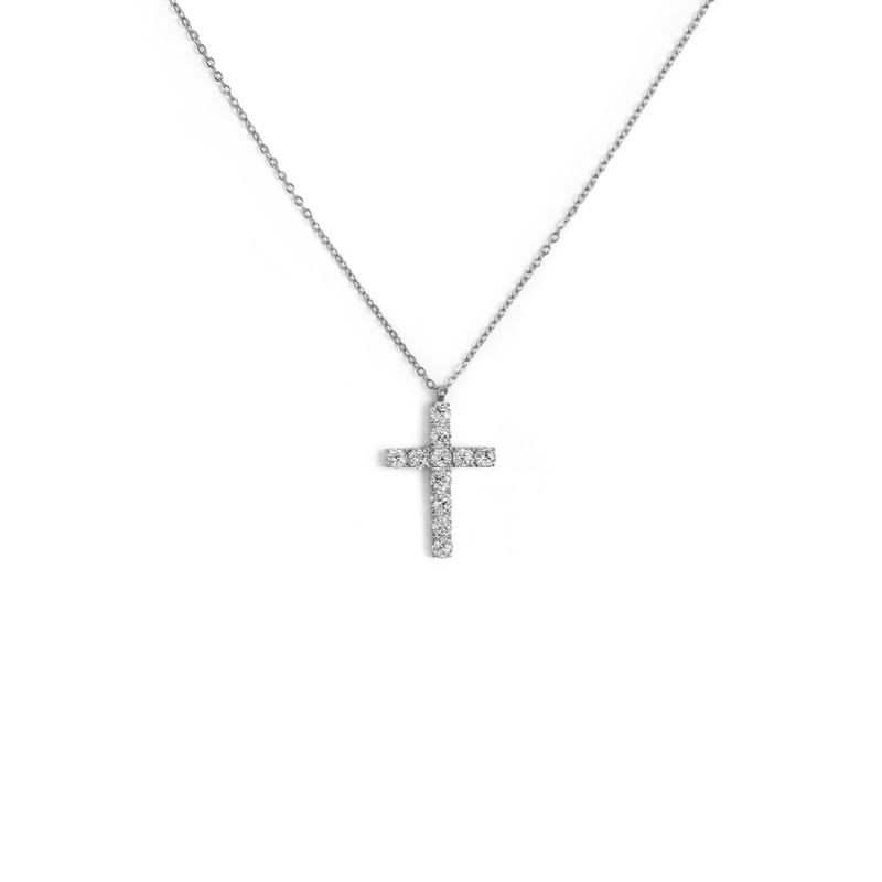 CO CON CROCE PENDENTE CON 2,60CM CZ BIANCO