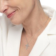 Collana croce pendente 2,6cm con zirconi