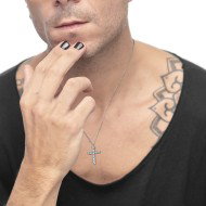 Collana croce pendente 2,6cm con zirconi