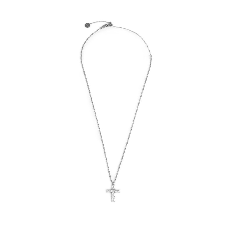 CO ACCIAIO CON CROCE PENDENTE CON CRIST BAGUETTE