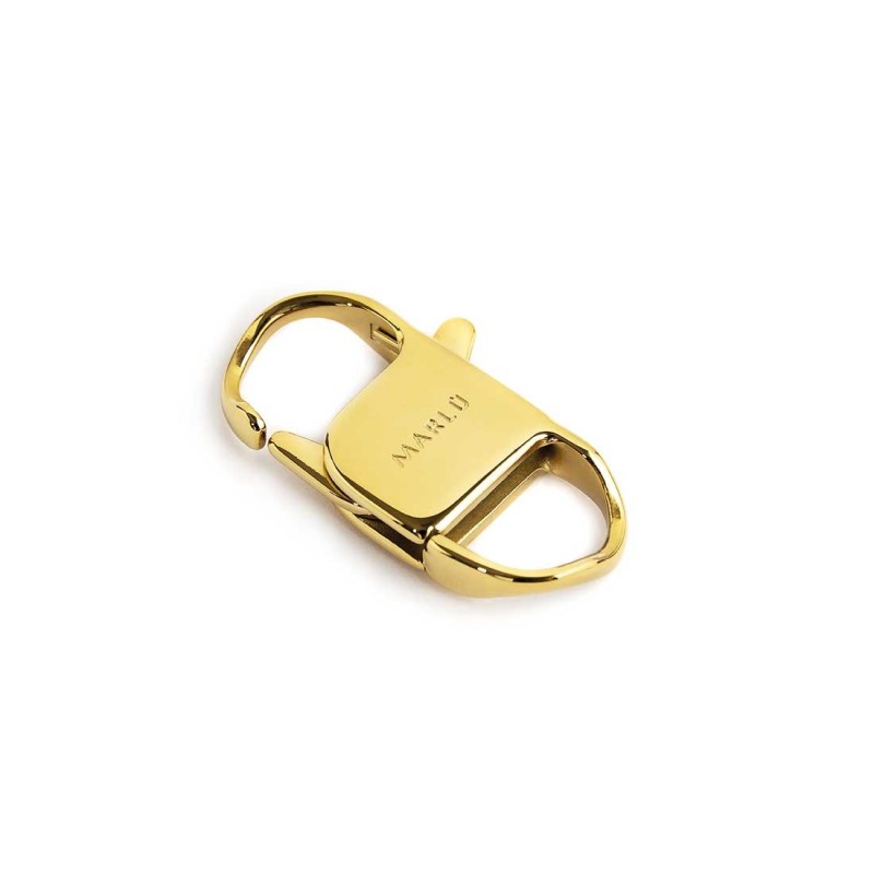 S.STEEL GOLD IP LOCK 32MM S.steel gold ip lock, size 32*14,30 mm, with on the top logo Marlù by etching.Materials: s.steel, g