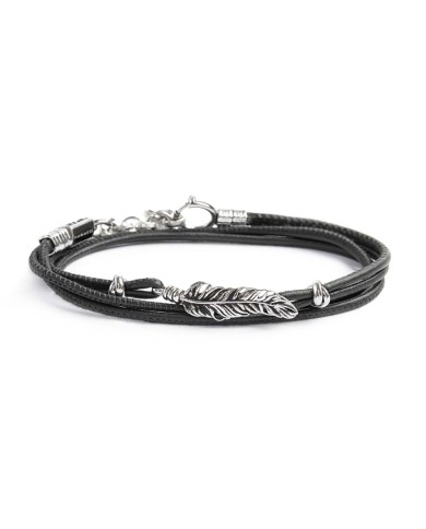 Bracciale con piuma con cordino strobel doppio filo