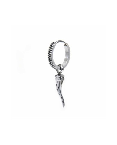 Orecchino a cerchio con corno pendente