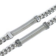 S.STEEL BR CUBAN CHAIN 8MM WITH FLAT SNAKE CHAIN ELEMENT S.steel bracelet cuban chain 7,80 mm width, 2,60 mm thickness. In the c