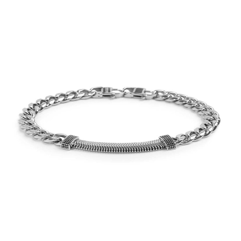S.STEEL BR CUBAN CHAIN 8MM WITH FLAT SNAKE CHAIN ELEMENT S.steel bracelet cuban chain 7,80 mm width, 2,60 mm thickness. In the c