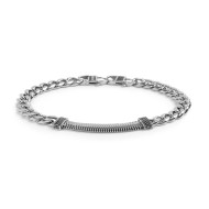 S.STEEL BR CUBAN CHAIN 8MM WITH FLAT SNAKE CHAIN ELEMENT S.steel bracelet cuban chain 7,80 mm width, 2,60 mm thickness. In the c