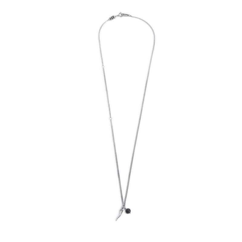 Collana corno pendente e pietra lavica