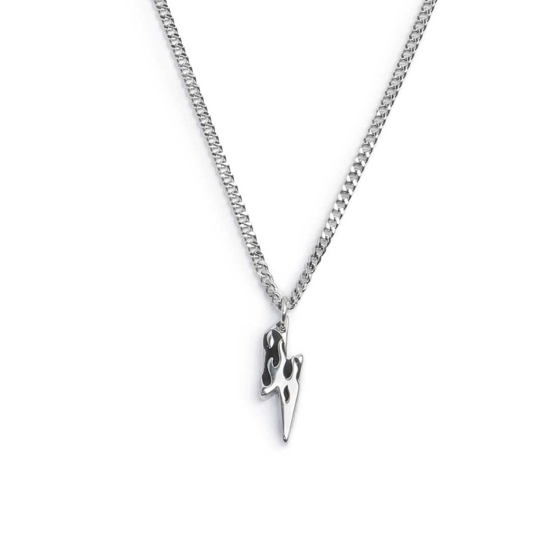 S.STEEL NECKLACE GRUMETTA CHAIN WITH THUNDER PENDANT S.steel necklace with grumetta chain 2 mm width, 1 mm thickness. Pendant th