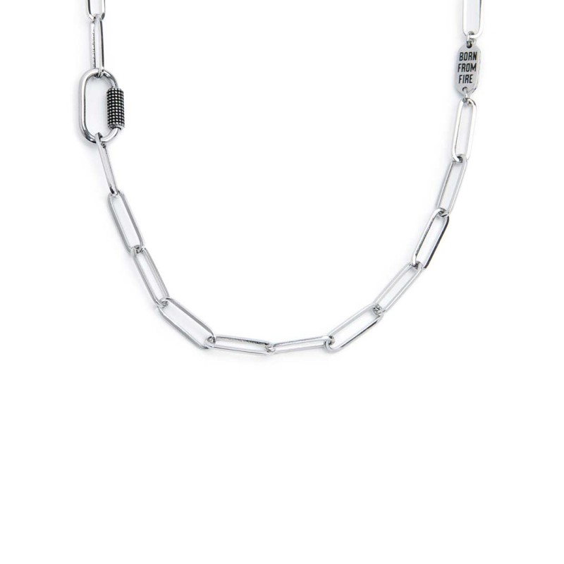 S.STEEL NECKLACE FAC. LARGE LING CHAIN WITH OVAL S.steel necklace with faceted large link chain 15 mm width, 0,90 mm thickness,