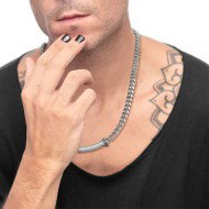 S.S NECKLACE CUBAN CHAIN 8MM WITH FLAT SNAKE CHAIN ELEM. S.steel necklace cuban chain 7,80 mm width, 2,60 mm thickness. In the c