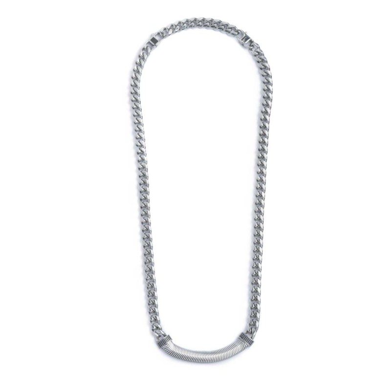 S.S NECKLACE CUBAN CHAIN 8MM WITH FLAT SNAKE CHAIN ELEM. S.steel necklace cuban chain 7,80 mm width, 2,60 mm thickness. In the c