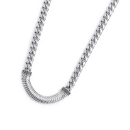 S.S NECKLACE CUBAN CHAIN 8MM WITH FLAT SNAKE CHAIN ELEM. S.steel necklace cuban chain 7,80 mm width, 2,60 mm thickness. In the c