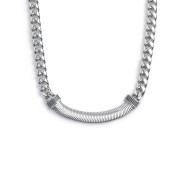 S.S NECKLACE CUBAN CHAIN 8MM WITH FLAT SNAKE CHAIN ELEM. S.steel necklace cuban chain 7,80 mm width, 2,60 mm thickness. In the c
