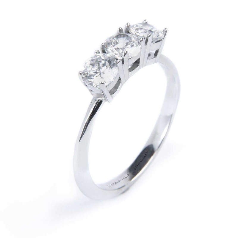 Anello trilogy con zircone 4,25mm