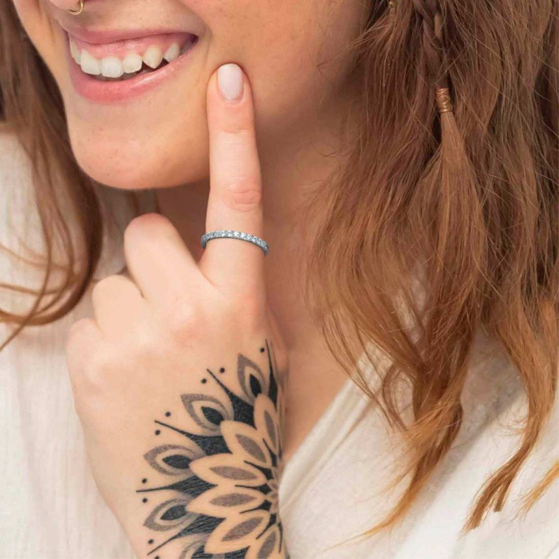 Anello veretta con zirconi 1,7mm