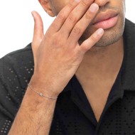 S.STEEL BR WITH WHITE CZ STONE 4,25 MM S.steel bracelet with cutting cross chain, 1,20 mm width, 0,26 mm thickness. On the cente