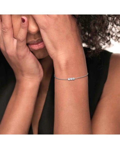 Bracciale catena cutting cross con tre zirconi 3,5mm centrali