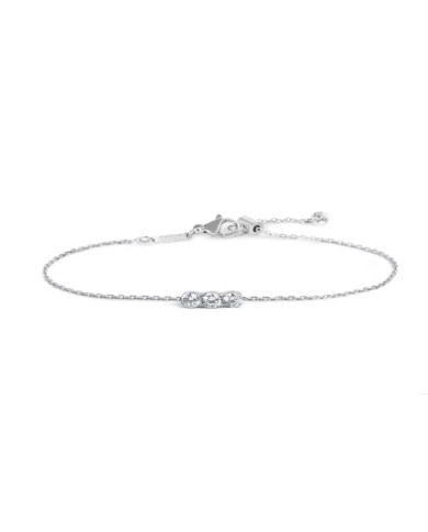 Bracciale catena cutting cross con tre zirconi 3,5mm centrali