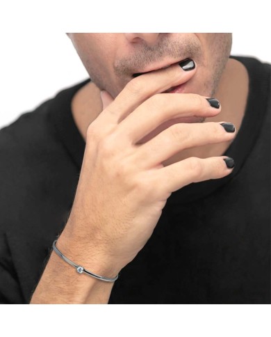 Bracciale rigido con zircone 5,25mm centrale e zirconi alle estremità