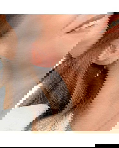 Orecchino pendente catena cutting cross e pendente con zirconi