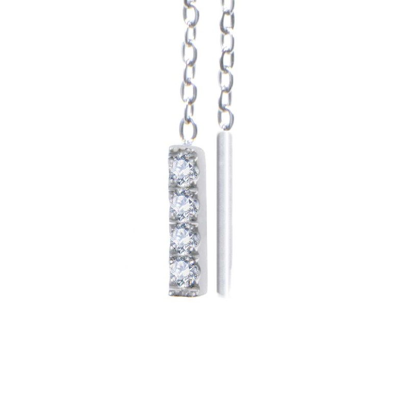 S.S. SINGLE EARRING CROSS CHAIN PEND WITH WHITE CZ ELEMENT S.steel single earring with cutting cross chain 1 mm width 0,20 mm th