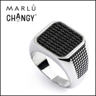 Anello changy quadrato con piastrina cristalli neri