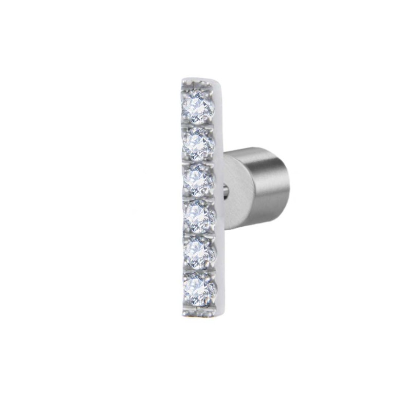 S.S. SINGLE EARRING WITH RECTANG. ELEMENT WITH WHITE CZ STONE S.steel single earring with rectangular element made by CNC size 1