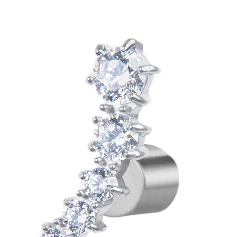 S.S. SINGLE EARRING WITH ELEMENT WITH WHITE CZ STONE S.steel single earring with element made by CNC size 5,98*13,52*2,27 mm wit