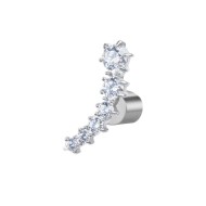 S.S. SINGLE EARRING WITH ELEMENT WITH WHITE CZ STONE S.steel single earring with element made by CNC size 5,98*13,52*2,27 mm wit