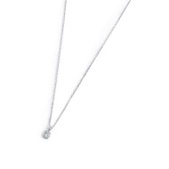 S.STEEL NECKLACE WITH WHITE CZ STONE 4,25 MM S.steel necklace with cutting cross chain, 1 mm width, 0,20 mm thickness. On the ce