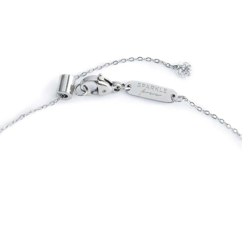 S.STEEL NECKLACE WITH WHITE CZ STONE 4,25 MM S.steel necklace with cutting cross chain, 1 mm width, 0,20 mm thickness. On the ce