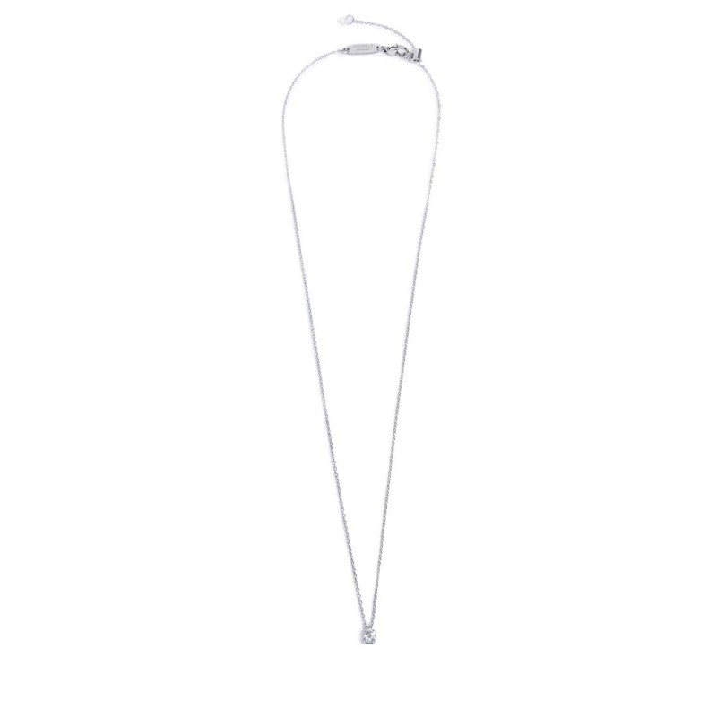 S.STEEL NECKLACE WITH WHITE CZ STONE 4,25 MM S.steel necklace with cutting cross chain, 1 mm width, 0,20 mm thickness. On the ce