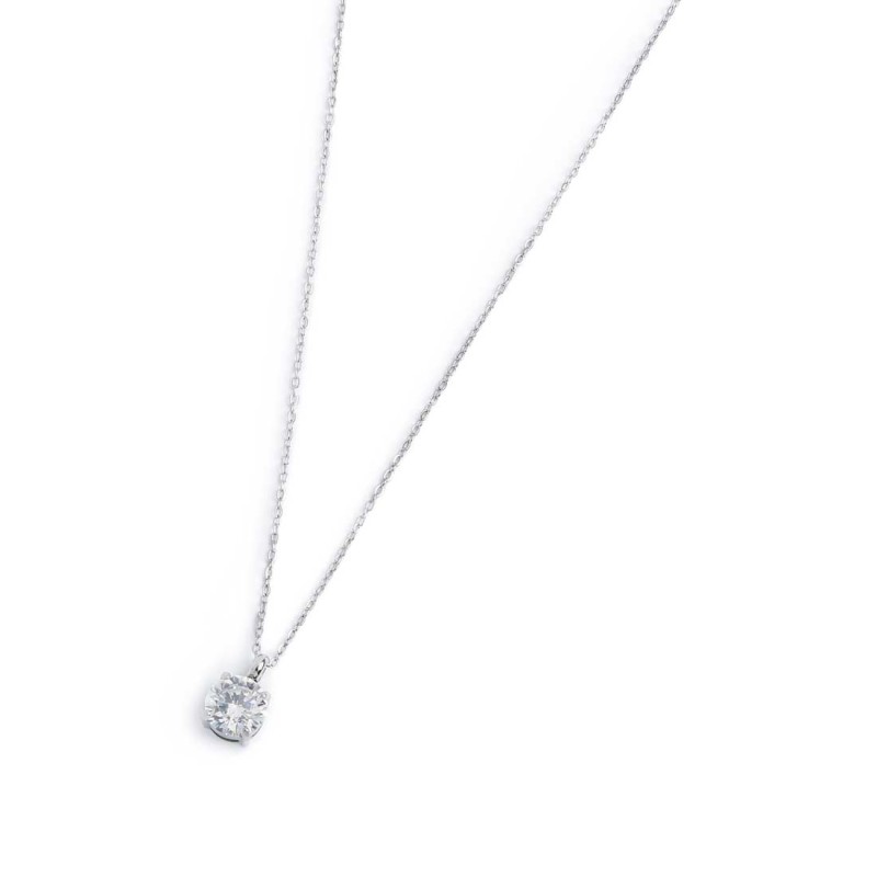S.STEEL NECKLACE WITH WHITE CZ STONE 7MM S.steel necklace with cutting cross chain 1 mm width, 0,20 mm thickness. On the center