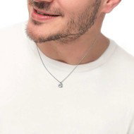 S.STEEL NECKLACE WITH WHITE CZ STONE 7MM S.steel necklace with cutting cross chain 1 mm width, 0,20 mm thickness. On the center