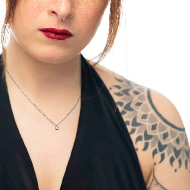 Collana catena cutting cross zircone centrale 7mm