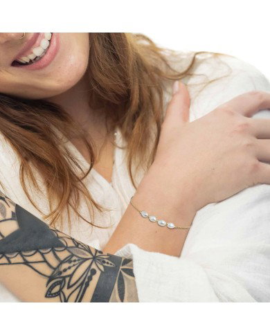 Bracciale catena cross con perle ovali